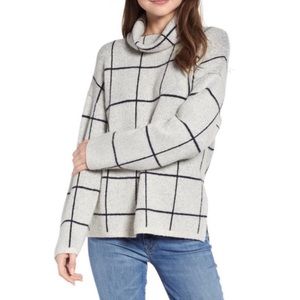 Madewell Windowpane Merino Wool Turtleneck Sweater